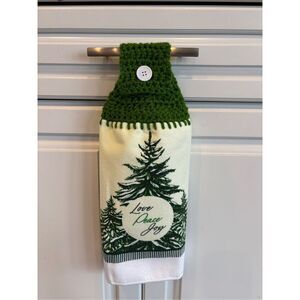 Crochet Top Kitchen Towel-Love Peace Joy